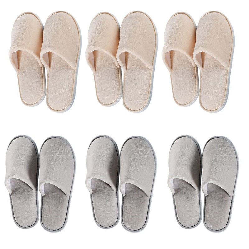 OSTADARRA 6 Pairs Spa Slippers  Non Slip Disposable For Guest  Washable Reusable  Which Can Be Used As Women Men  House  Indoor  Bathroom  Bedroom  Hotel  Bride Slippers - Image 1